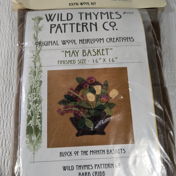 NEW Wild Thymes Pattern Wool Creation Kit May Basket #509 Block of month baskets